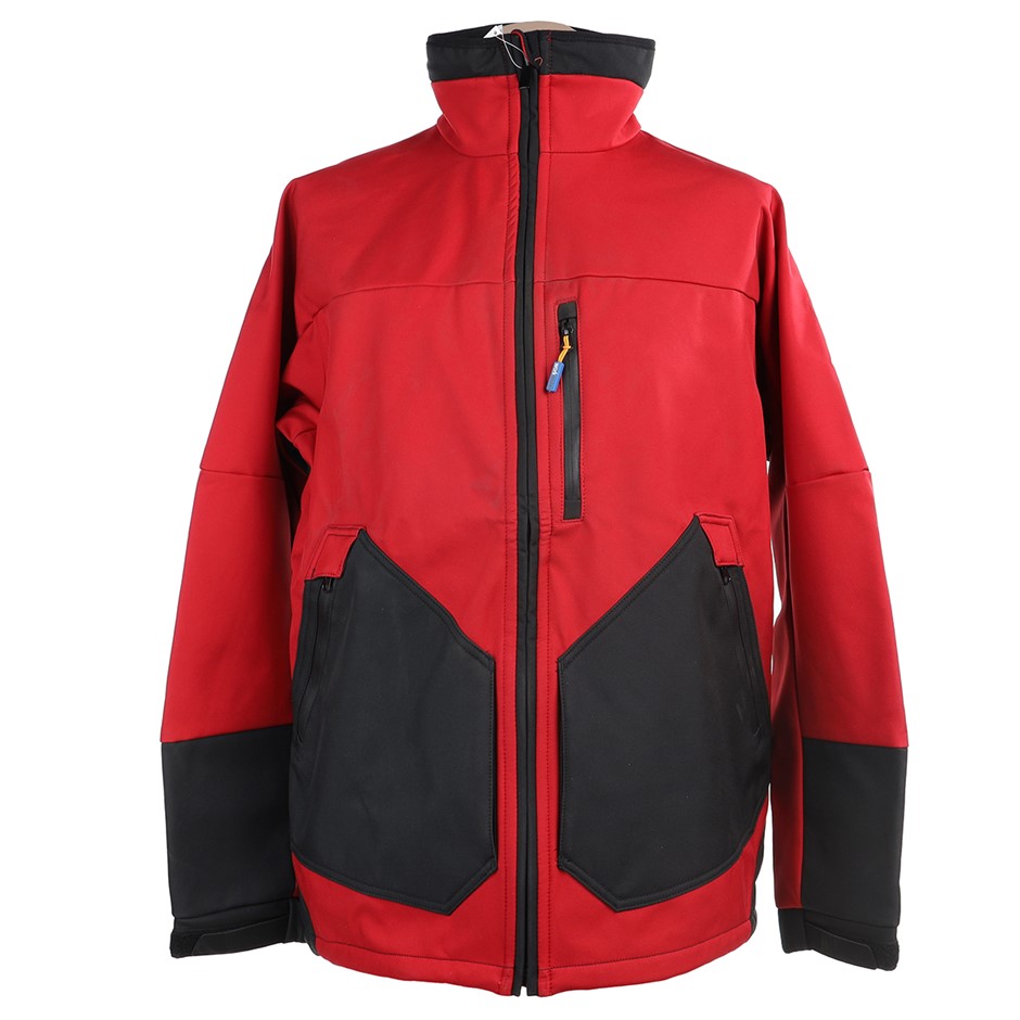 WORKSENSE Mens Poly Stretch Soft Shell Jacket, Size 3XL, Red/Black
