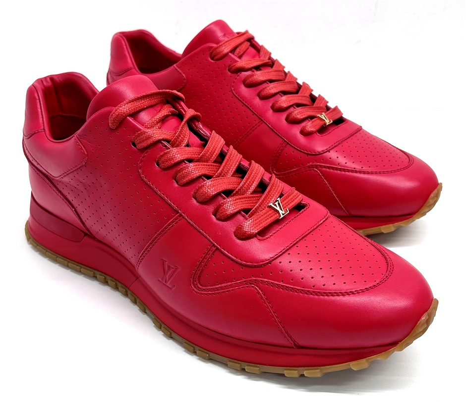 Louis Vuitton Limited Edition X Supreme Perforated Red Leather Trainers ...