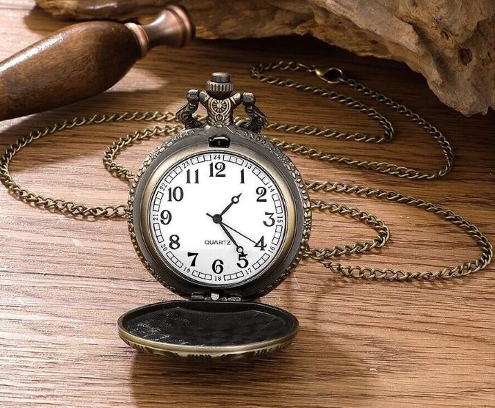 Antique Bronze Tone Steampunk Vintage Quartz Pocket Watch with