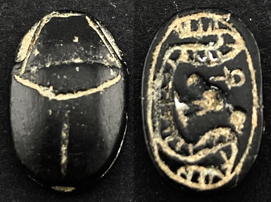 Ancient Egyptian Stone Scarab Hieroglyphics & Engravings