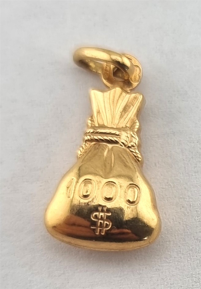9 CARAT GOLD MONEY BAGS CHARM Auction (0012-2556835) | Grays Australia
