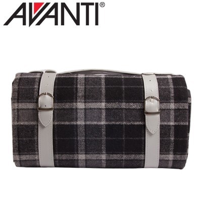 Avanti 170cm Black & Grey Tartan Picnic 