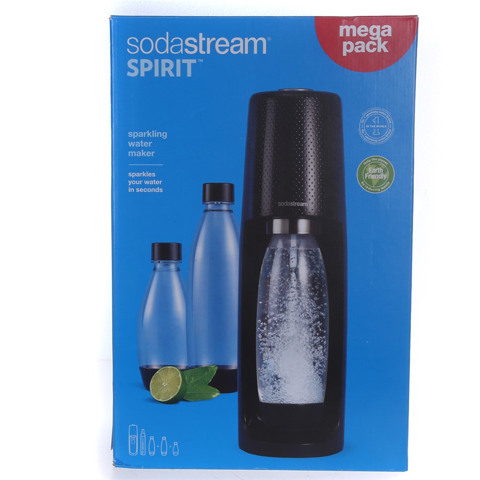 SODASTREAM SPIRIT Sparkling Water Maker Mega Pack, Black. NB: Not