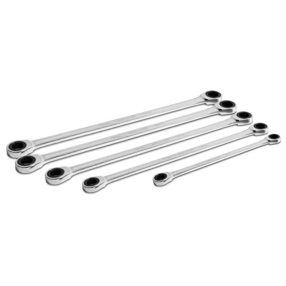 DAYTONA 5pce Metric Extra Long Ratcheting End Ring Spanner Set, 72