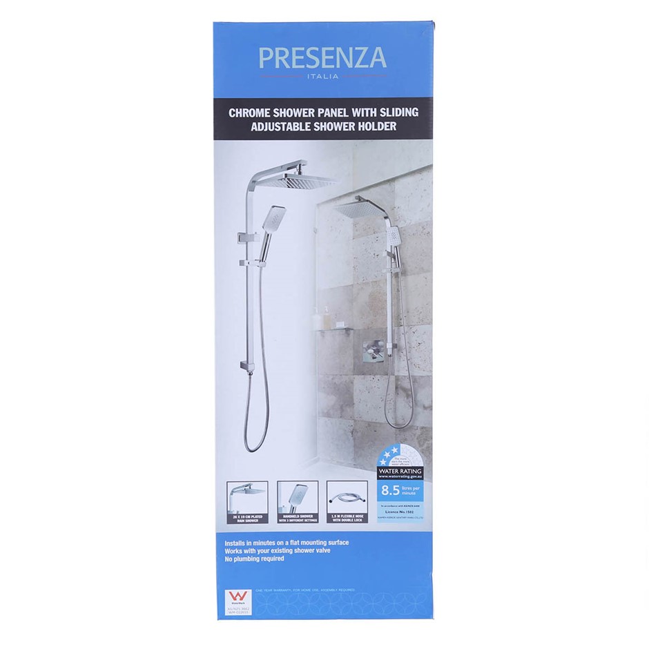 PRESENZA ITALIA Chrome Shower Panel with Sliding Adjustable Shower