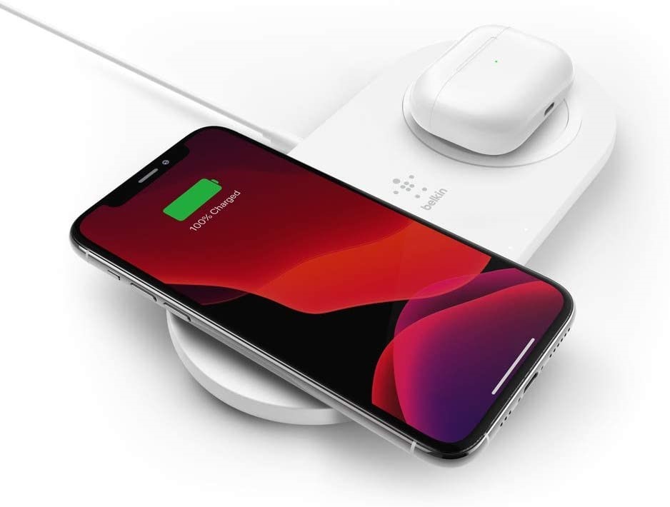 BELKIN Dual Wireless Charging Pad, 15W, Dual Device Fast Charging, White, W
