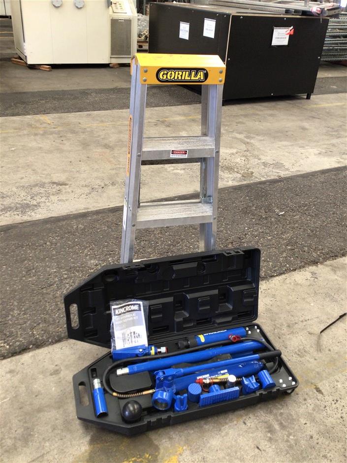 Kincrome 10T Hydraulic Body Repair Kit and Gorilla Double Sided Step