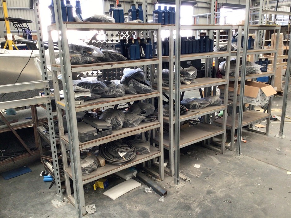 3x Steel Frames Storage Racks Plywood Shelves Auction (0073-7049677 ...