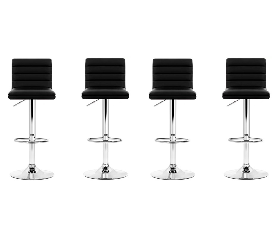 ARTISS Arne Barstool, 4 Pack, PU Black Leather With Chrome Finish. NB