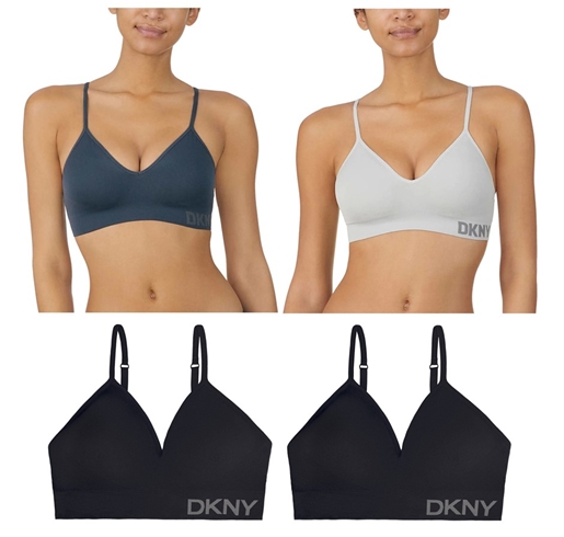2 x 2pk DKNY Women's Seamless Bras, Size XL, 91% Nylon, Black