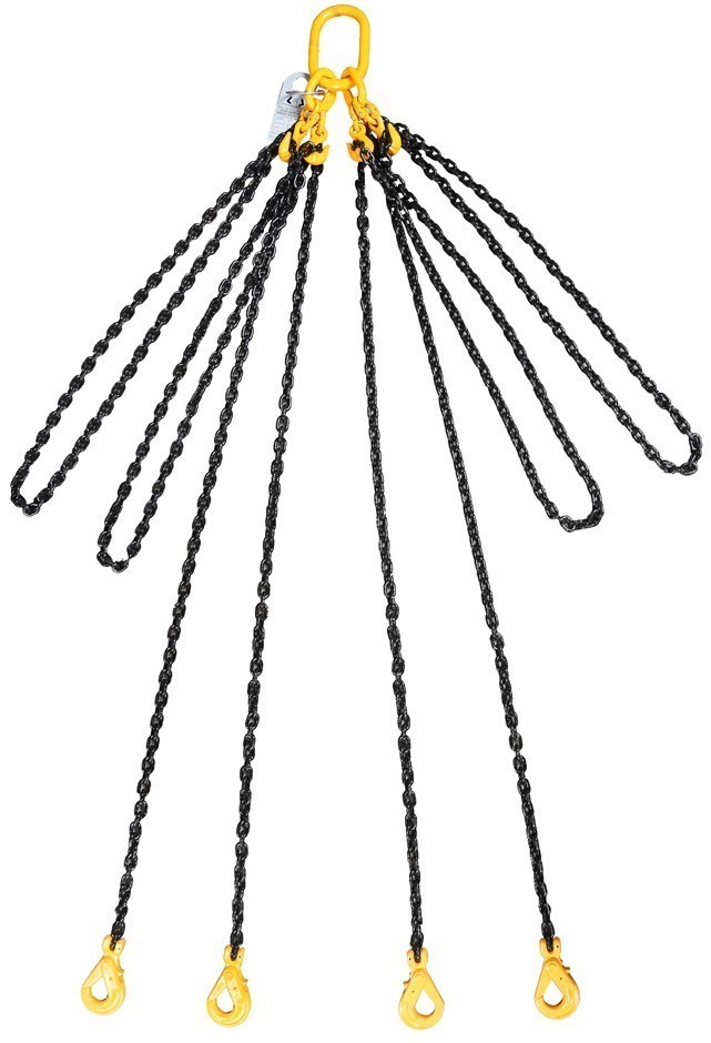 Lifting Chain Sling, 4Leg, WLL 3500kg, 8mm Chain x 4M c/w Clevis Self Locki