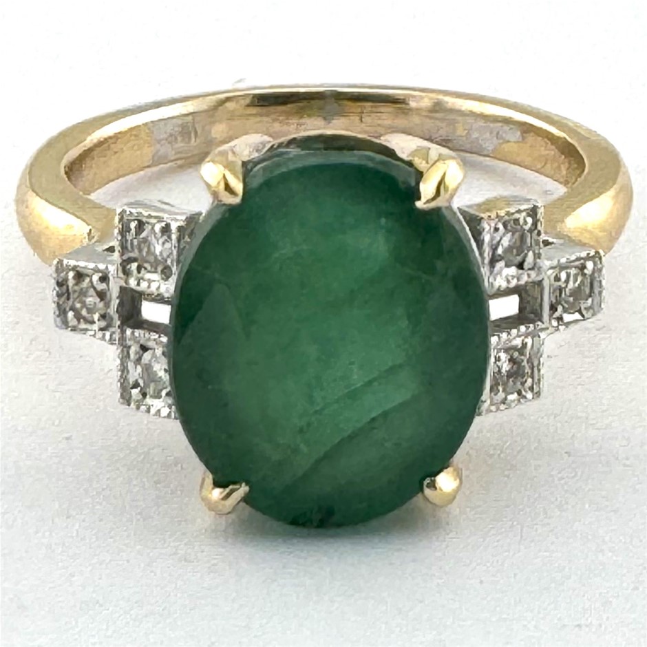 9ct Yellow Gold Diamond And 2 77ct Emerald Ring Auction 0008 2558649 Grays Australia