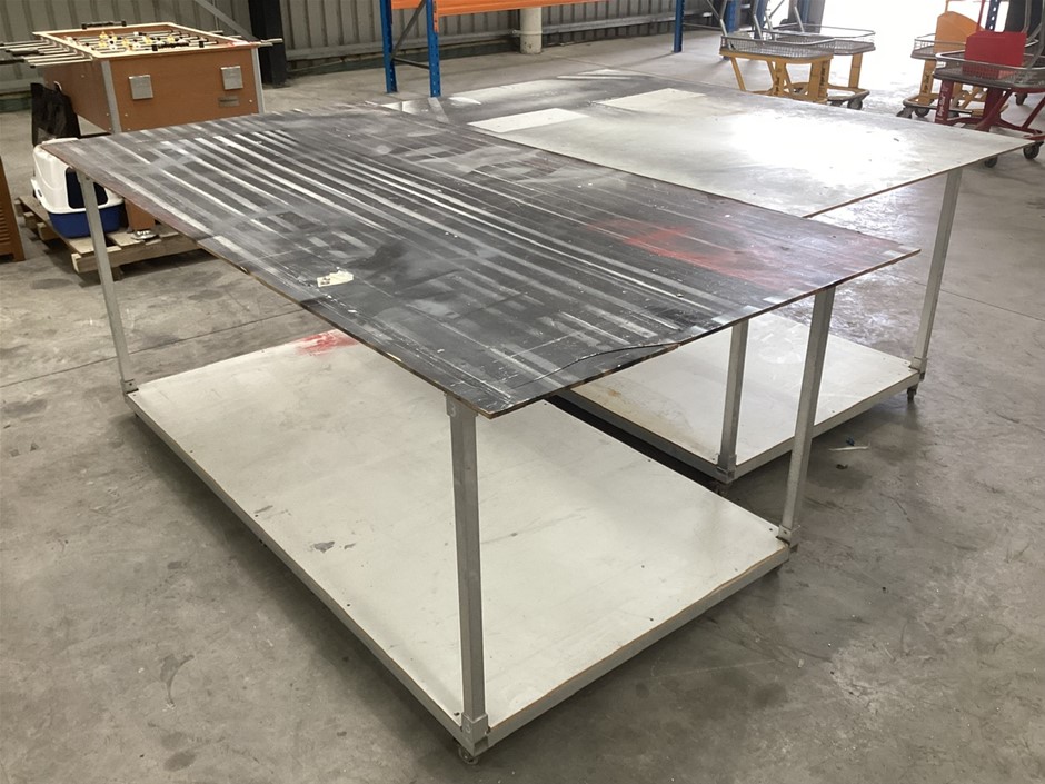 2x Alloy Frame MDF Top Tables Auction (0022-3028403) | Grays Australia