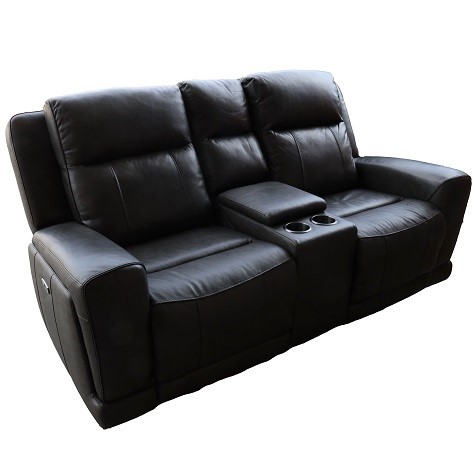 GILMAN CREEK Leather Power Reclining Loveseat With Power Headrests, Top ...