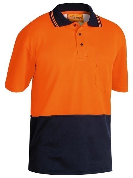 5 x ACE Hi-Vis Microfibre Polo Shirt, Size XS, Short Sleeve Orange/Navy.  B