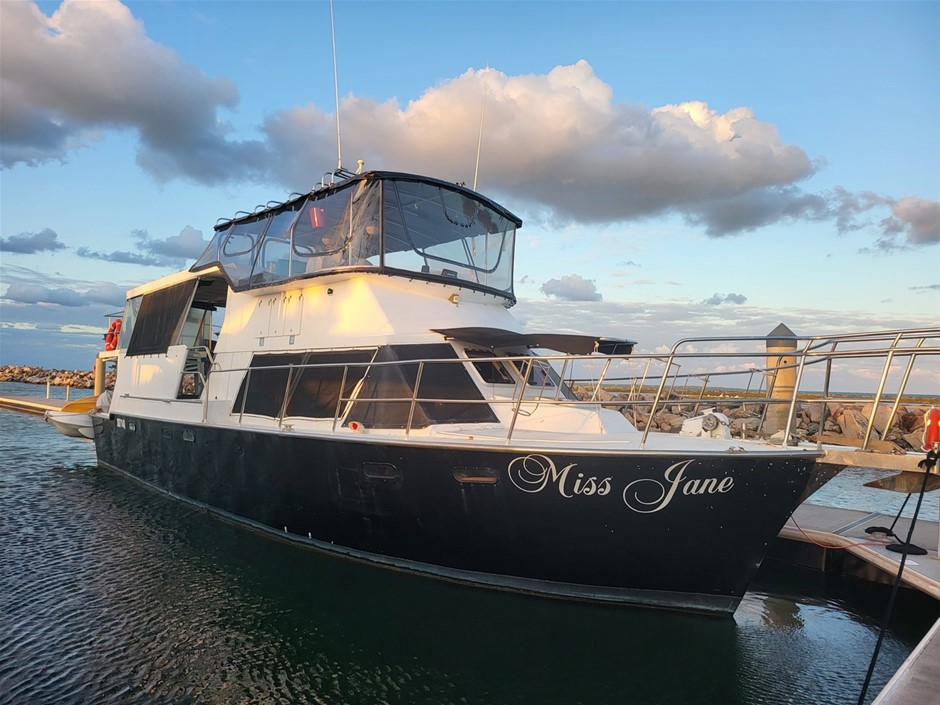 BODEN WESTCOASTER 46` STEEL FLYBRIDGE CRUISER- NO RESERVE 