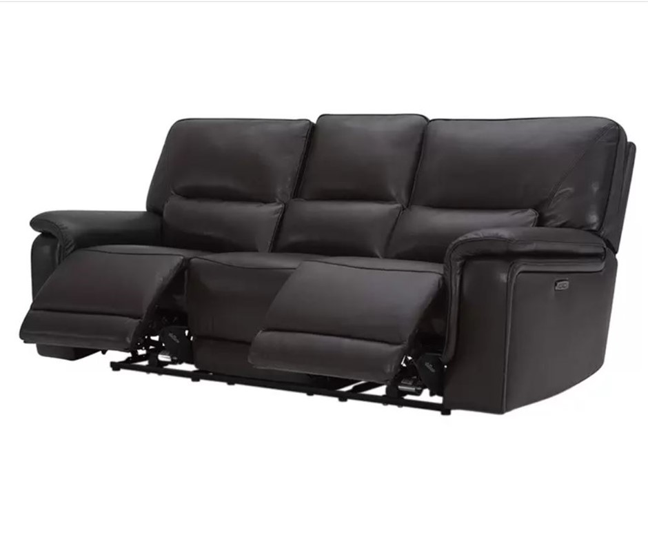 GILMAN CREEK Leather Power Reclining Sofa with Power Headrests, 3 ...