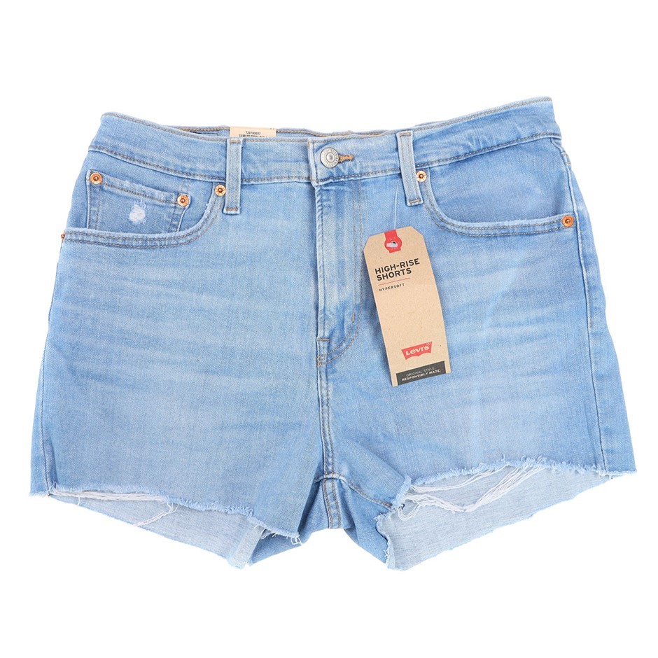 LEVI'S Women's High-Rise Shorts, Size 28, 71% Cotton, Light Blue (Tribeca S