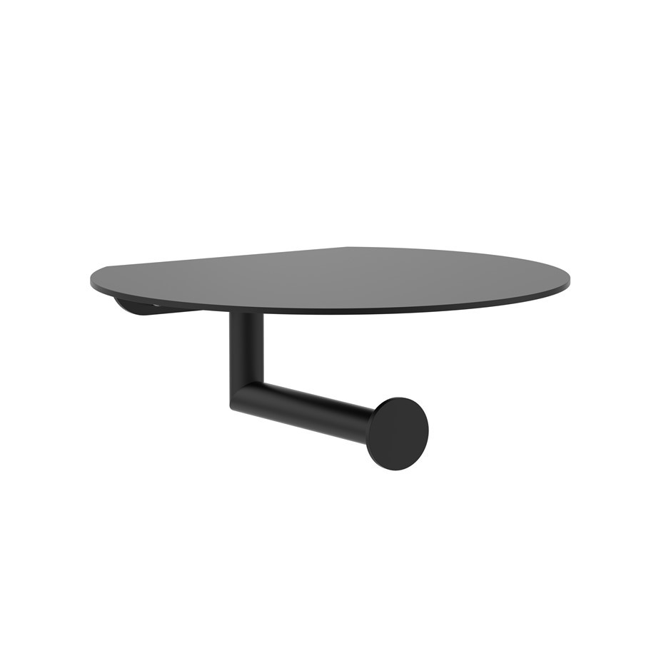 CLARK Round Toilet Roll Holder with Shelf - Matte Black.