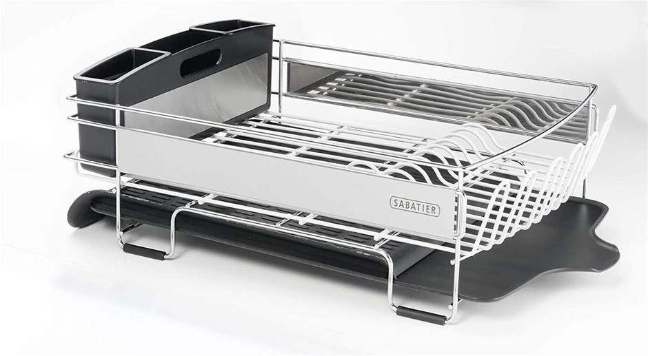 SABATIER Expandable Dish Rack With Stemware Rack, 3 Compartment Caddy, Mode