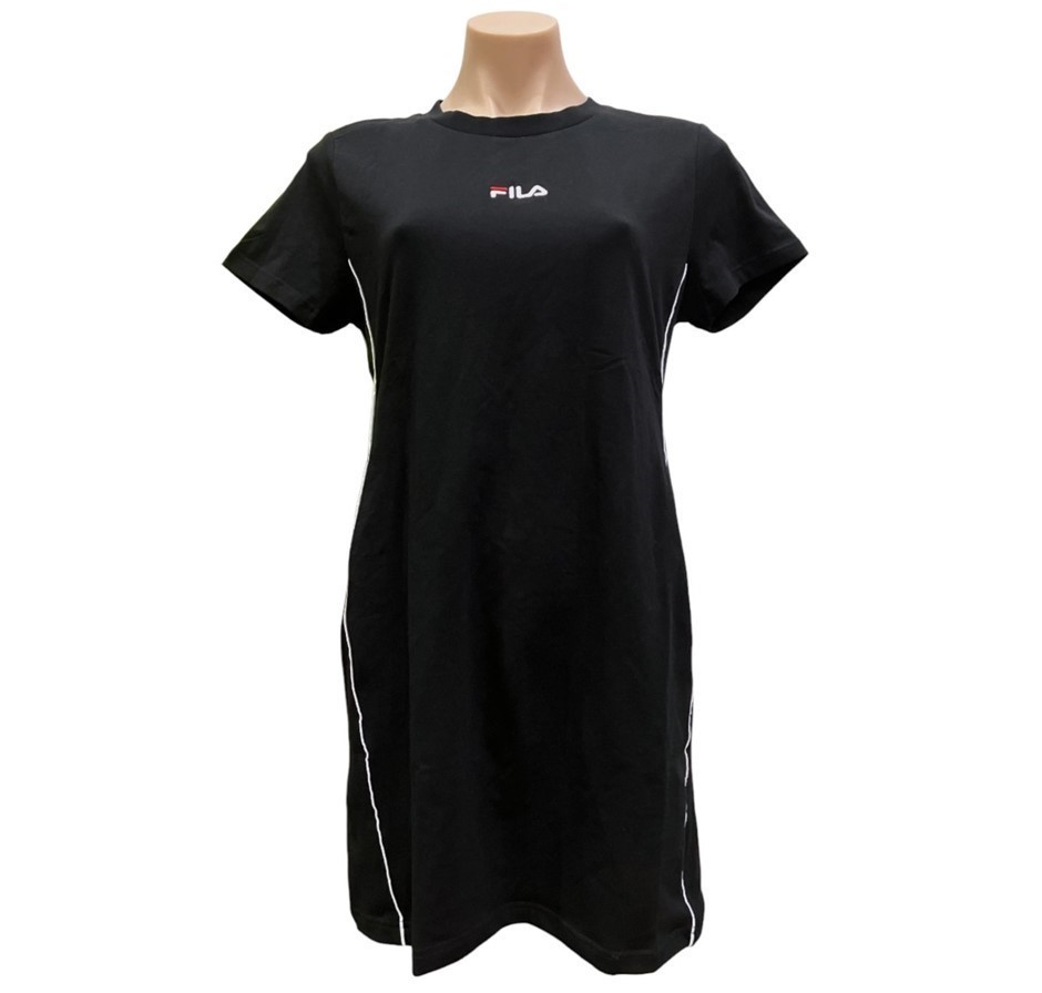 FILA Women's Judy Logo Dress, Size M, 95% Cotton, Black/White, ASD22299. B