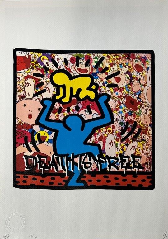 Death NYC Signed Street Art Print ``Keith Haring/Murakami Flowers ...