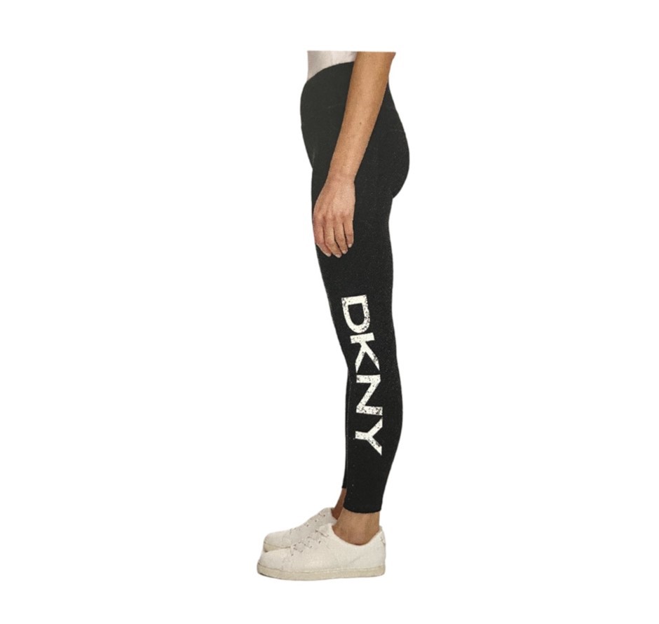 DKNY Women's Logo Leggings, Size XL, 90% Cotton, Black/White (BLW). Buyers