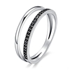 Elegant 18K White Gold plated Black Diamonds Simulants Engagement Ring