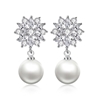 Elegant 18K White Gold plated Pearl Simulants earrings