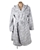 DKNY Women's Hooded Wrap Robe, Size S, 100% Polyester, Grey/White.