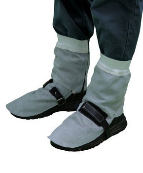 6 Pair GLO-SAFE Leather Welding Spats with Elastic Top, Removable Strap and