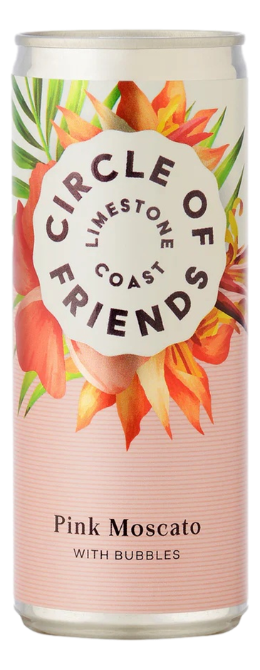 Circle of Friends Pink Moscato Slimline Cans NV (24x 250mL) Limestone Coast