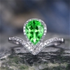Elegant 18K White Gold plated Design Simulated Emerald and White Cz Ring