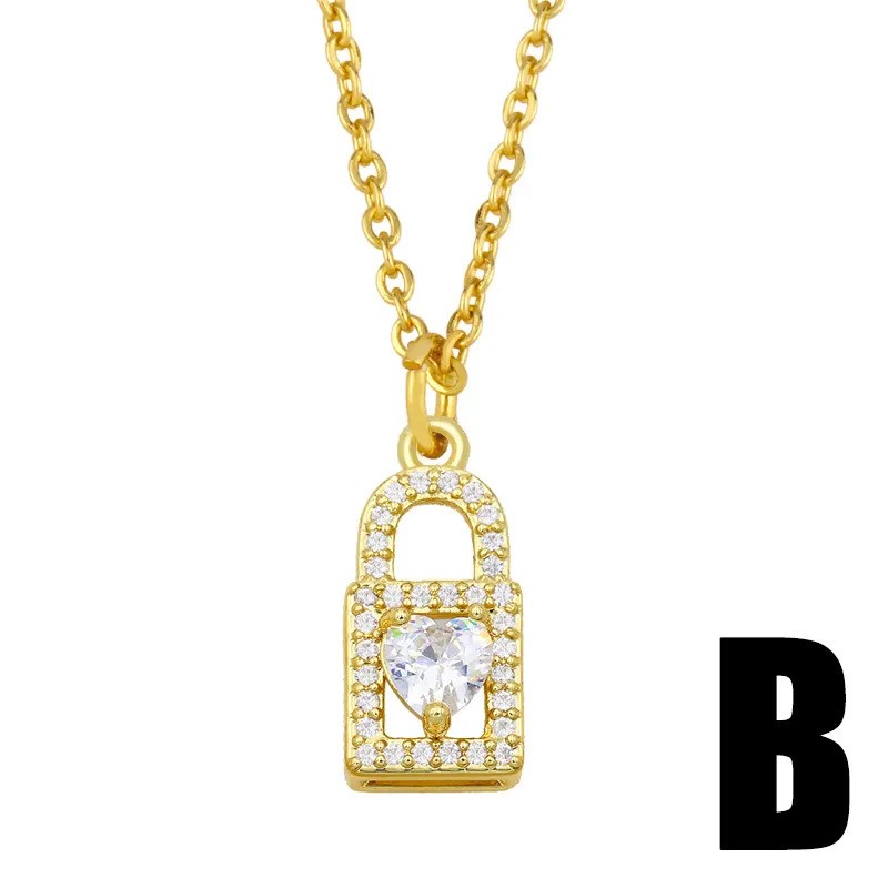 Elegant 18K Yellow Gold Plated KEY With White CZ Necklace