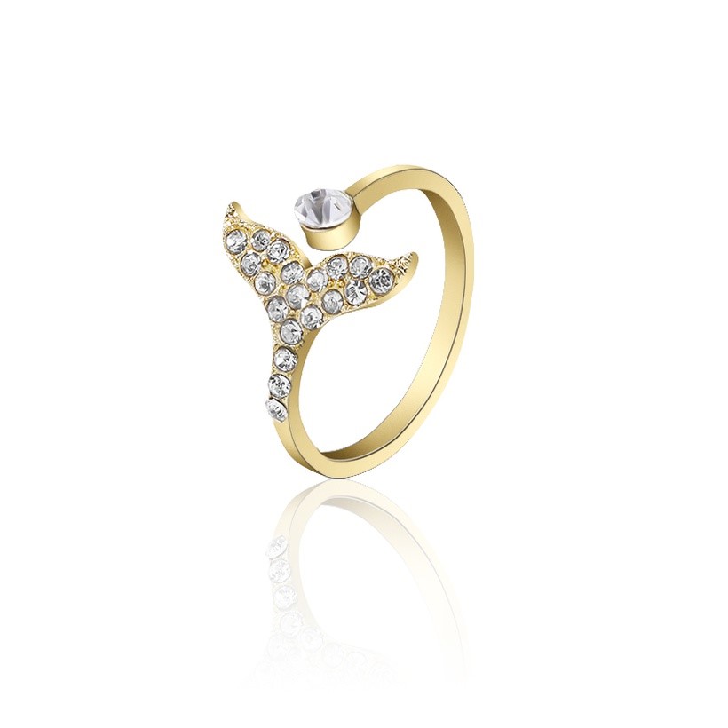 Elegant 18K Yellow Gold Plated Imitation Simulated Diamond Open Ring