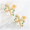 Elegant 18K Yellow Gold Plated Green CZ Studs Earring for Women