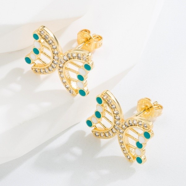 Elegant 18K Yellow Gold Plated Green CZ Studs Earring for Women