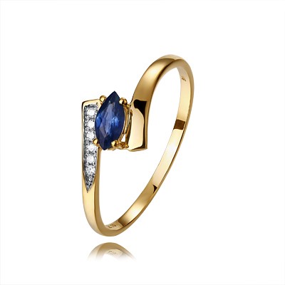 9ct Yellow Gold Dress Sapphire & Diamond Ring