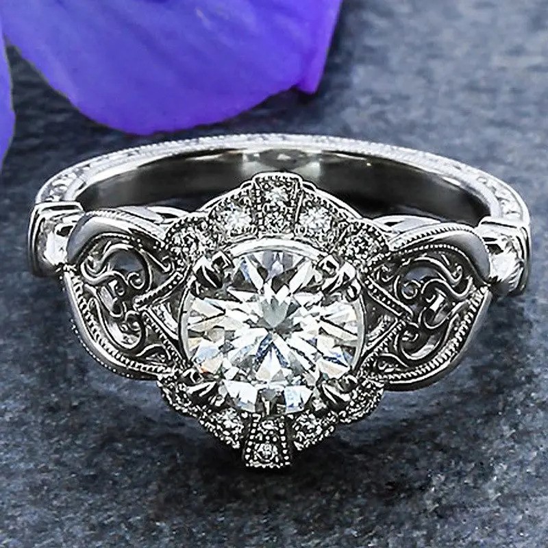 Elegant 18K White Gold plated White Cz Ring size 7