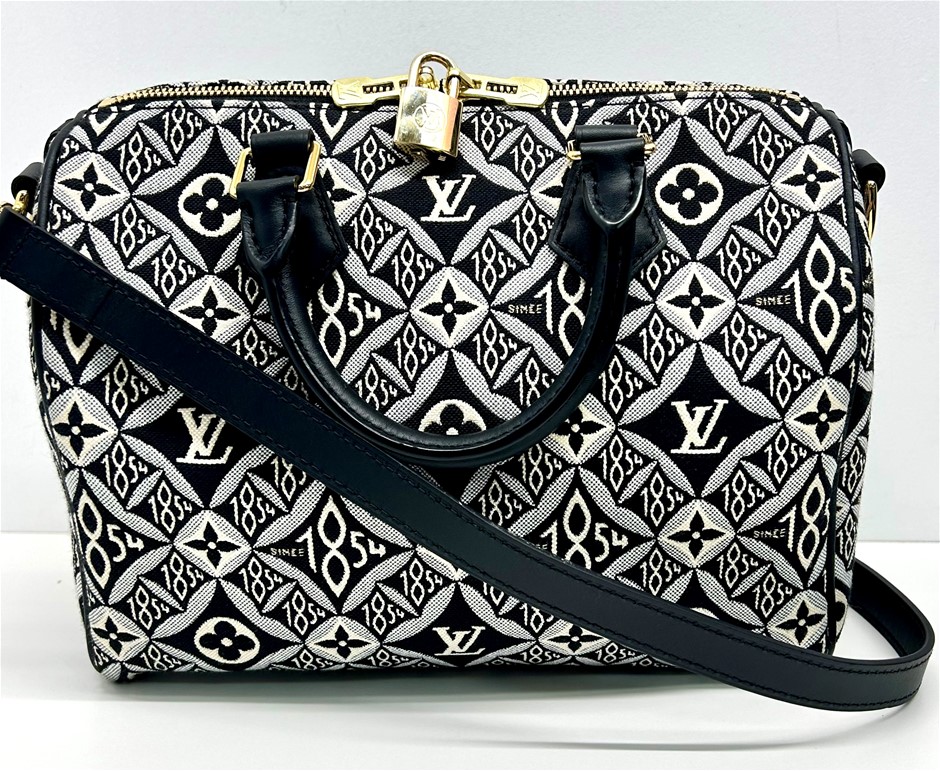Louis Vuitton Blue Jacquard Velvet Speedy 20 Bandouliere Bag