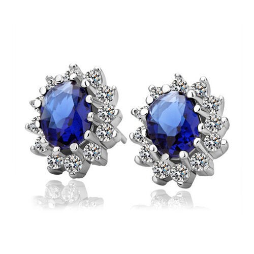Elegant 18K White  Gold  plated  Design  Sapphire Simulants