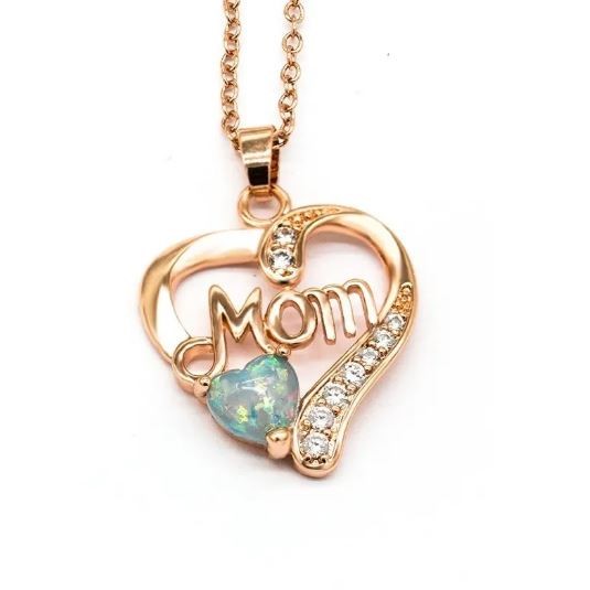 Elegant 18+C5K Rose Gold plated Opal & White Cz Heart Pendant