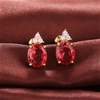Elegant 18K Yellow  Gold  plated  Ruby  Simulants & White CZ  earrings
