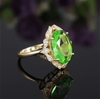 Elegant 18K Yellow  Gold plated  Emerald  Simulants  & White CZ  Ring