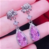 Elegant 18K White Gold  plated  Pink Cz  and White Cz Tear Drop Ear