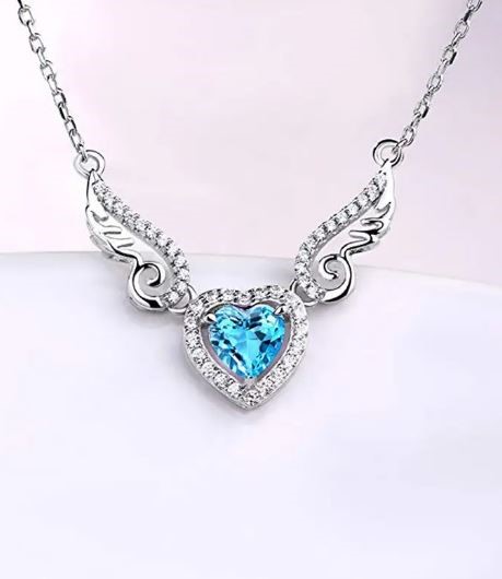 Elegant 18K White Gold plated Topaz Simulants angel wings White