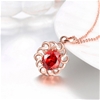 18K Rose Gold Plated Oval Red Cubic Zirconia Pendant Necklace