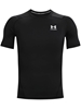 UNDER ARMOUR Men's HeatGear Comp SS Tee, Size S, 100% Polyester, Black/Whit