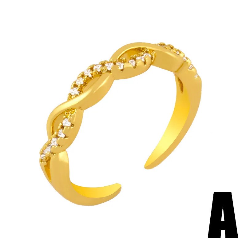 Elegant 18K Yellow Gold Plated Simulated Diamond Adjustable Ring