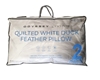 ODYSSEY LIVING 2pk Quilted White Duck Feather Pillow, 45 x 70cm.